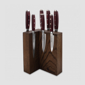 Набор из 7-и кухонных ножей на подставке из дуба, серия GOU 161, YAXELL, Япония, Наборы кухонных ножей