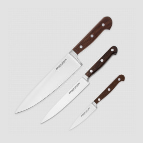 Набор кухонных ножей поварская тройка, серия Classic Smoked Oak, BERGER CUTLERY, Германия, BERGER CUTLERY (Германия)