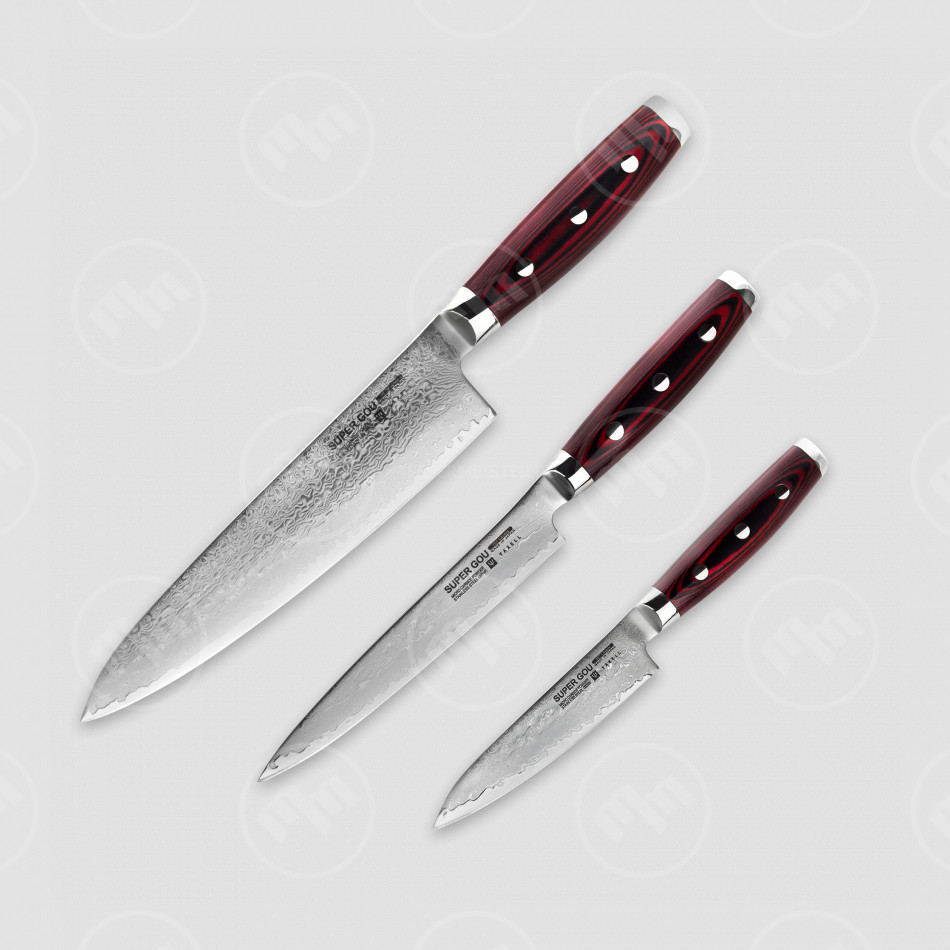 Набор из 3-х кухонных ножей поварская тройка, серия GOU 161, YAXELL, Япония