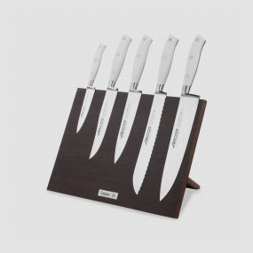 Набор кухонных ножей, 5 штук, на магнитной композитной подставке ComposeEat (венге),серия Riviera Blanca, ARCOS, Испания, Набор ножей 5 предметов