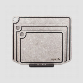 Набор из 3-х разделочных досок на подставке, в подарочной коробке, композитный материал, серый мрамор, серия Elegance, ComposeEat, Россия, COMPOSE EAT (Россия)