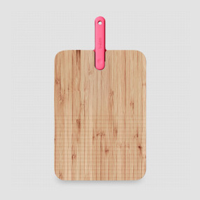 Доска разделочная из бамбука, размер 43x24x2,4 см, с ножом для хлеба, 20 см, розовая ручка, серия Chopping boards and Knives, TREBONN, Италия, TREBONN (Италия)