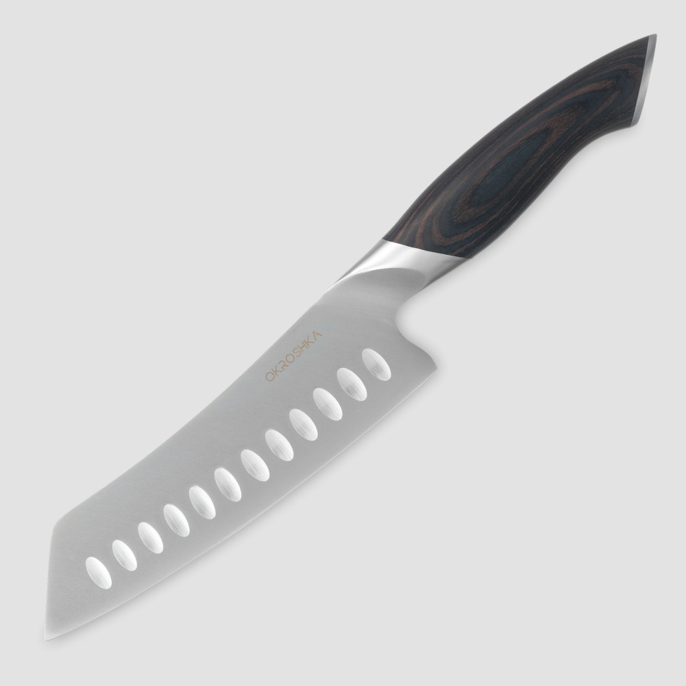 Нож поварской кухонный Сантоку, 17,8 см, серия Truffle, OKROSHKA, Россия
