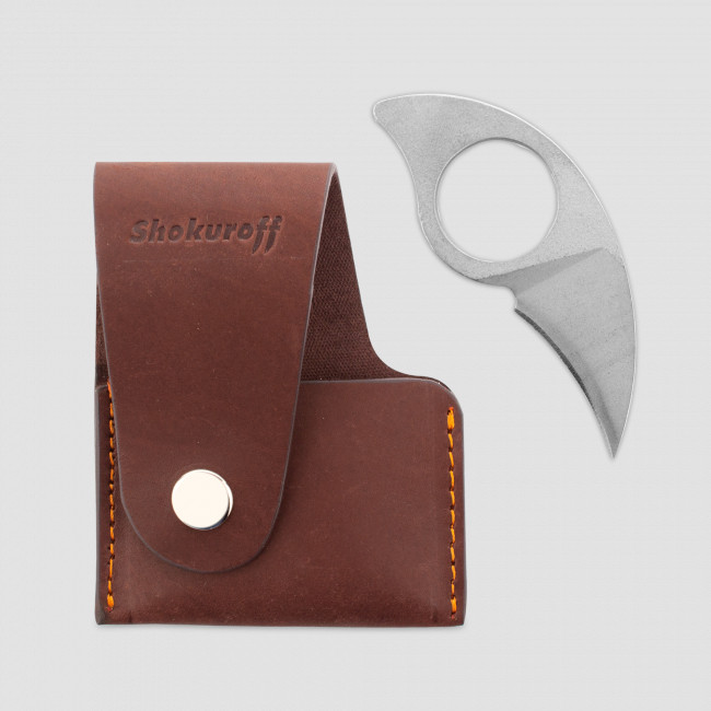 Кардхолдер с ножом, коричневый, SHOKUROFF KNIVES, Россия