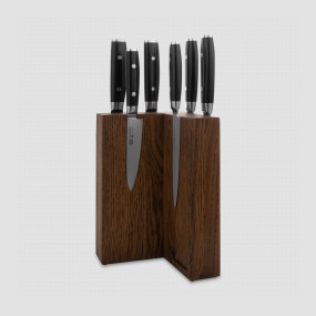 Набор из 6-ти кухонных ножей на подставке из дуба, серия RAN, YAXELL, Япония, YAXELL (Япония)