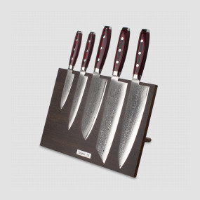 Набор кухонных ножей, 5 штук, на магнитной подставке ComposeEat (венге), серия GOU 161, YAXELL, Япония, Лучшие японские кухонные ножи