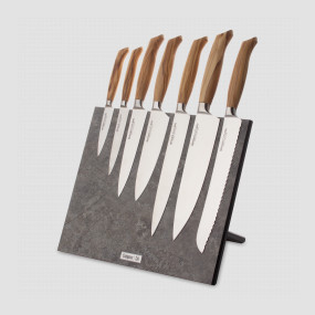 Набор кухонных ножей, 7 штук, на магнитной подставке ComposeEat, серия Ergo Line Olive, BERGER CUTLERY, Германия, Ergo Olive BERGER CUTLERY