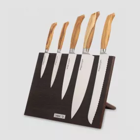 Набор кухонных ножей, 5 штук, на магнитной подставке ComposeEat, серия Ergo Line Olive, BERGER CUTLERY, Германия, Ergo Olive BERGER CUTLERY