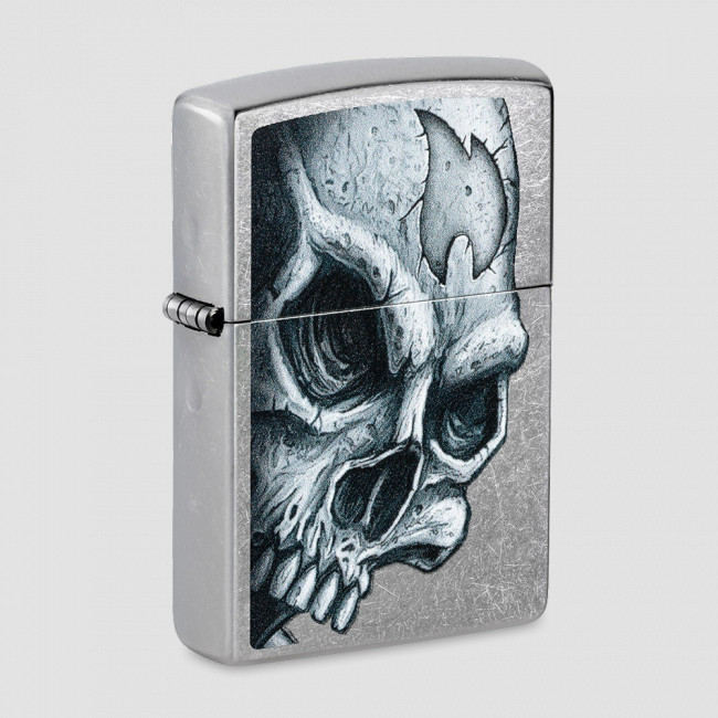 Зажигалка бензиновая Skull and Flame Street Chrome, ZIPPO, США