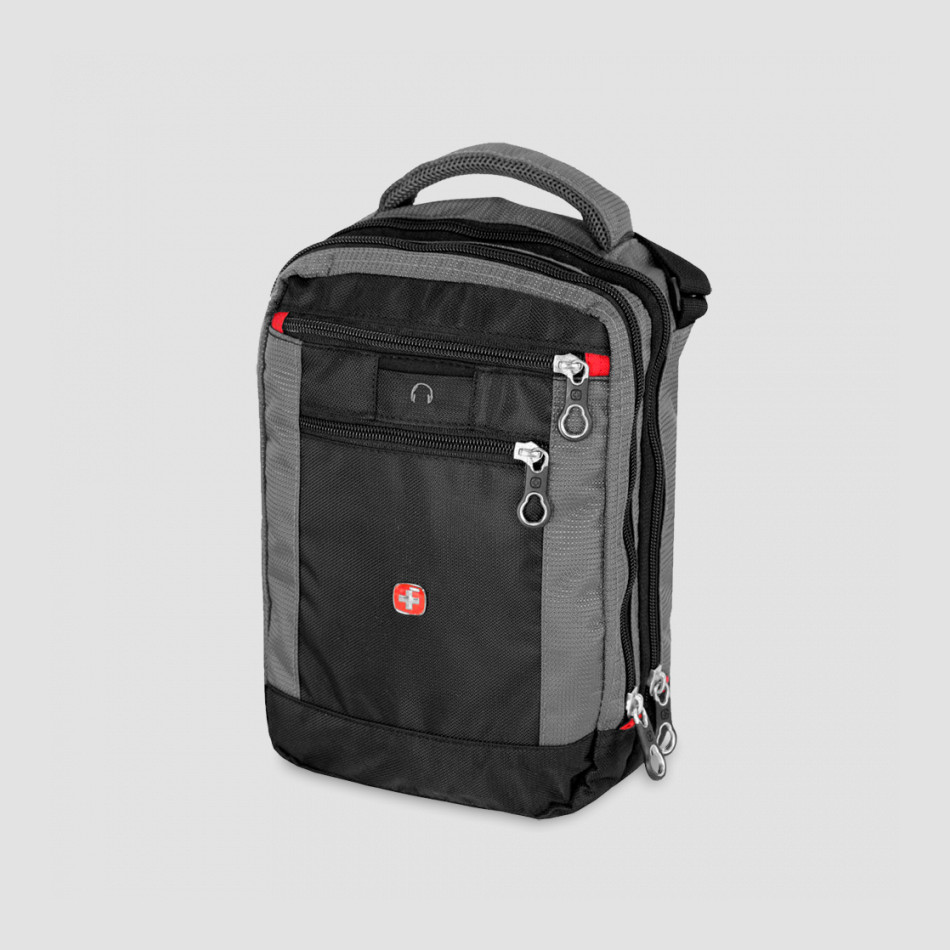 Сумка, размер: 29 х 22 х 9 см, материал: полиэстер, цвет: черный, серый, WENGER, Швейцария