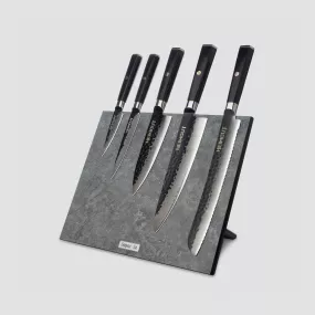 Набор кухонных ножей, 5 штук, на магнитной подставке, серия Black Damascus, HEIMCUT, Россия, Кухонные ножи и принадлежности