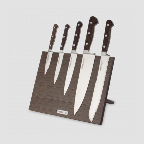 Набор кухонных ножей, 5 штук, на магнитной подставке ComposeEat, серия Classic Smoked Oak, BERGER CUTLERY, Германия, Набор ножей 5 предметов