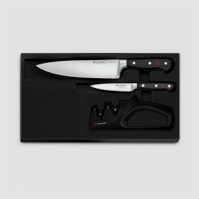 Набор кухонных ножей 2 штуки, точилка, серия Classic, WUESTHOF, Золинген, Германия, Подарочный набор кухонных ножей