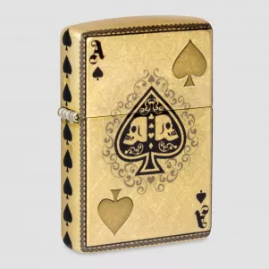 Зажигалка бензиновая Ace of Skulls 540 Tumbled Brass, ZIPPO, США, Зажигалки ZIPPO