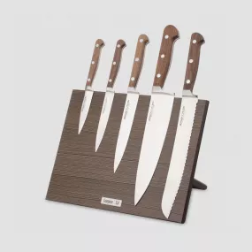 Набор кухонных ножей, 5 штук, на магнитной подставке ComposeEat, серия Classic Walnut, BERGER CUTLERY, Германия, Classic Walnut BERGER CUTLERY