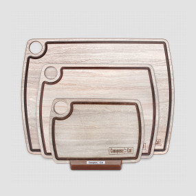 Набор из 3-х разделочных досок на подставке, в подарочной коробке, композитный материал, травертин капучино, серия Fashion, ComposeEat, Россия, COMPOSE EAT (Россия)