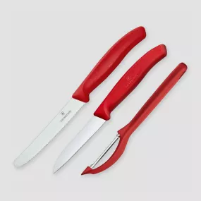 Набор из 3 кухонных ножей для овощей Swiss Classic, VICTORINOX, Швейцария, Наборы ножей "Поварская тройка" 