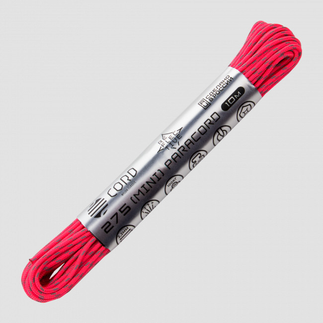 Паракорд 275 световозвращающий neon pink, 10 м, серия Cord 275, CORD, Россия