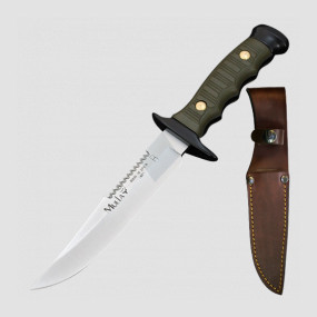 Нож с фиксированным клинком Mountain с чехлом, зубчатый обух, MUELA, Испания, Недорогие охотничьи ножи