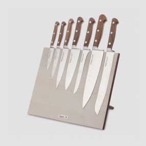 Набор кухонных ножей, 7 штук, на магнитной подставке ComposeEat, серия Classic Walnut, BERGER CUTLERY, Германия, BERGER CUTLERY (Германия)