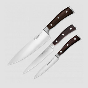 Набор из 3-х кухонных ножей поварская тройка, серия Ikon, WUESTHOF, Золинген, Германия, Подарочный набор кухонных ножей