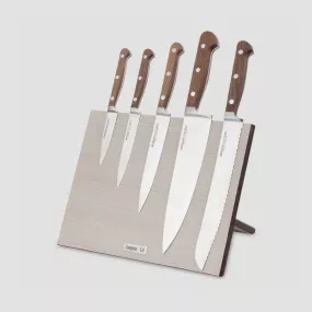 Набор кухонных ножей, 5 штук, на магнитной подставке ComposeEat, серия Classic Walnut, BERGER CUTLERY, Германия, Classic Walnut BERGER CUTLERY