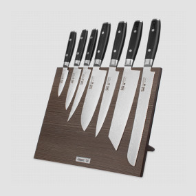 Набор кухонных ножей, 7 штук, на магнитной подставке ComposeEat (коричневая), серия RAN, YAXELL, Япония, YAXELL (Япония)