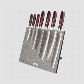 Набор кухонных ножей, 7 штук, на магнитной подставке ComposeEat (Vintage Grey), серия GOU 161, YAXELL, Япония, Наборы кухонных ножей