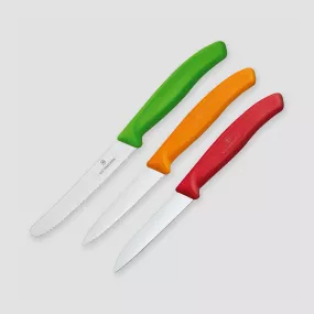 Набор из 3 кухонных ножей для овощей и фруктов Swiss Classic, VICTORINOX, Швейцария, Наборы ножей "Поварская тройка" 