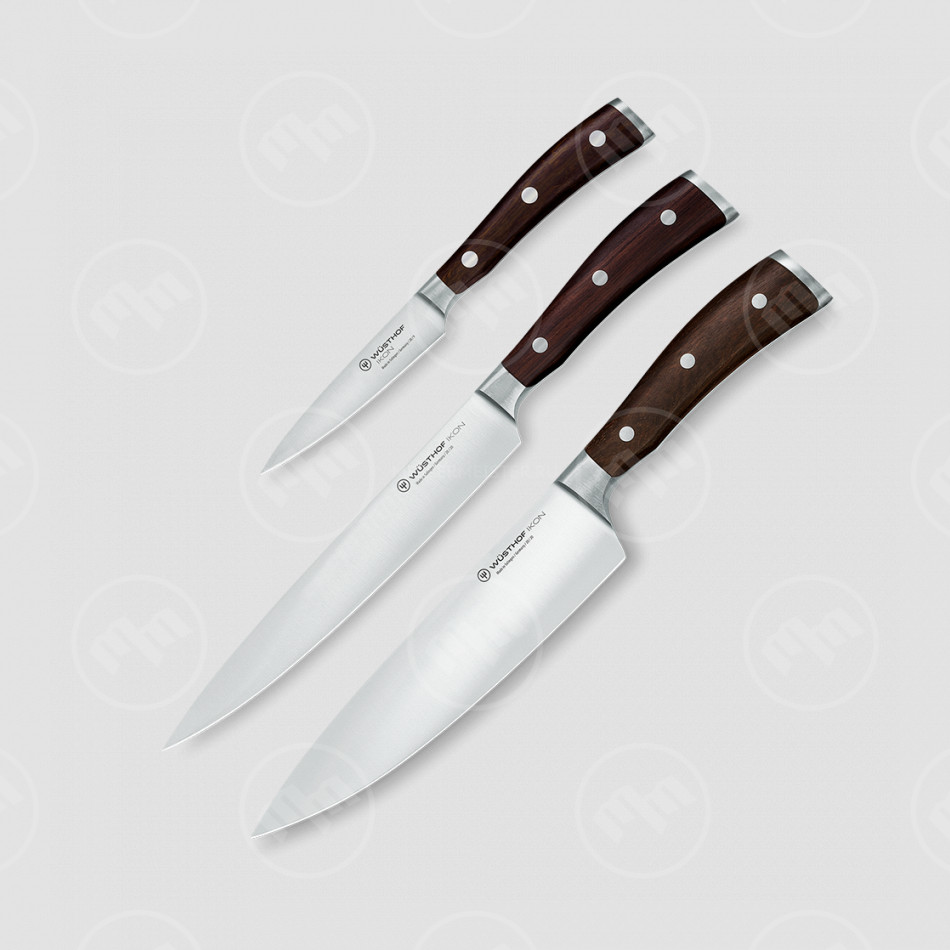 Набор кухонных ножей, 3 штуки, серия Ikon, WUESTHOF, Золинген, Германия
