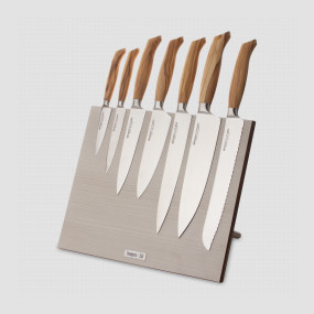 Набор кухонных ножей, 7 штук, на магнитной подставке ComposeEat, серия Ergo Line Olive, BERGER CUTLERY, Германия, Ergo Olive BERGER CUTLERY