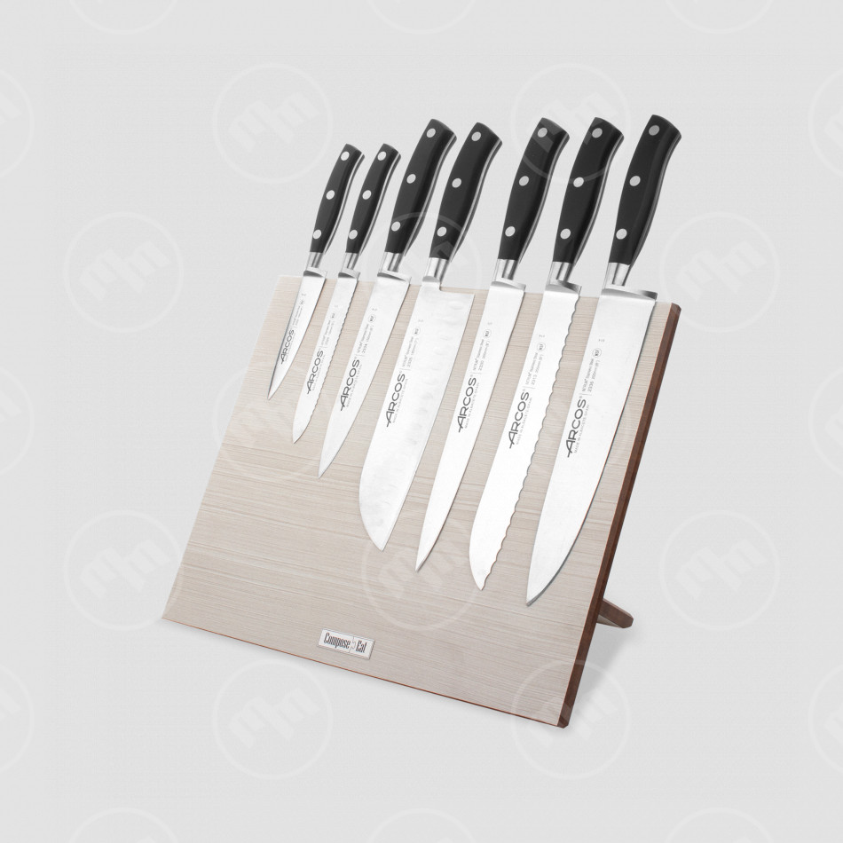 Набор кухонных ножей, 7 штук, на магнитной композитной подставке ComposeEat (светлое дерево),серия Riviera, ARCOS, Испания