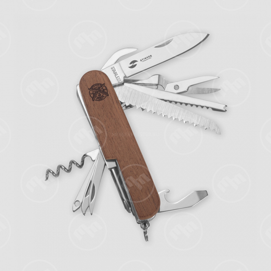 Нож многофункциональный складной, 6,2 см, STINGER, Россия