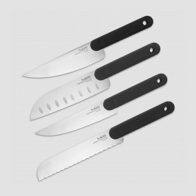 Набор ножей 4 предмета, цвет рукояти - черный, серия Chopping boards and Knives, TREBONN, Италия, TREBONN (Италия)