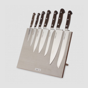 Набор кухонных ножей, 7 штук, на магнитной подставке ComposeEat, серия Classic Smoked Oak, BERGER CUTLERY, Германия, Наборы кухонных ножей