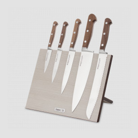 Набор кухонных ножей, 5 штук, на магнитной подставке ComposeEat, серия Classic Walnut, BERGER CUTLERY, Германия, BERGER CUTLERY (Германия)