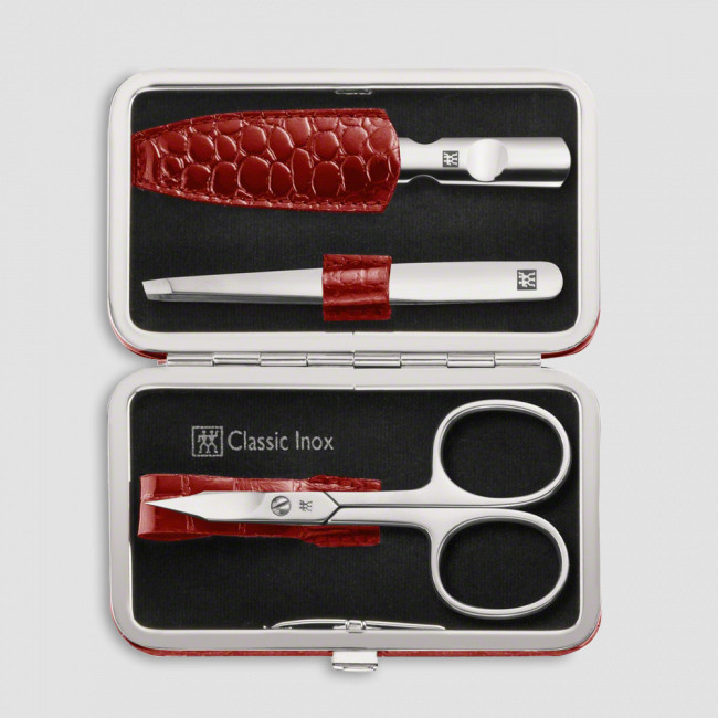 Набор маникюрный в кожаном футляре, цвет красный, 3 предмета, Classic Inox, ZWILLING J.A. HENCKELS, Германия