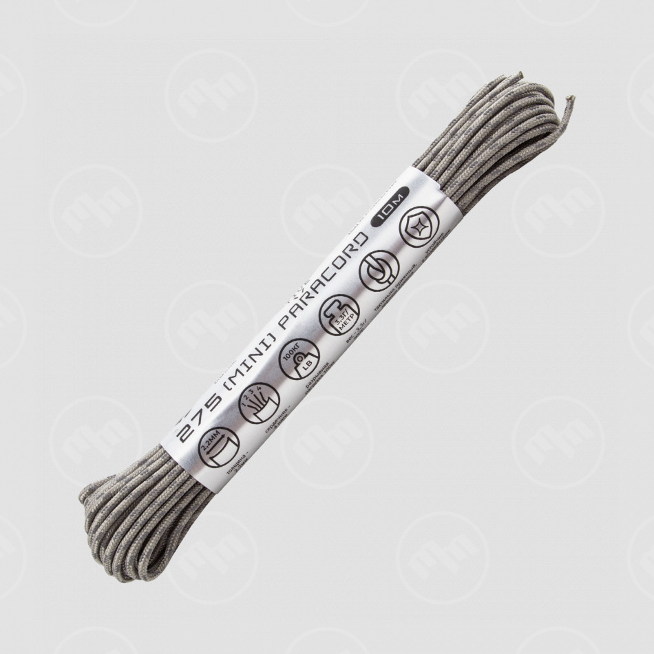 Паракорд 275 световозвращающий grey, 10 м, серия Cord 275, CORD, Россия