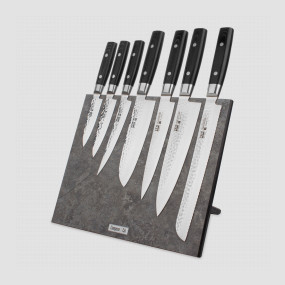 Набор кухонных ножей, 7 штук, на магнитной подставке ComposeEat (Vintage Grey), серия Zen, YAXELL, Япония, YAXELL (Япония)