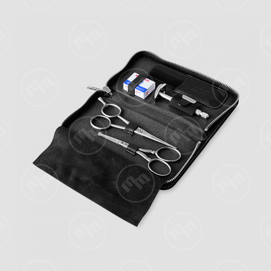 Набор для бритья дорожный, 5 предметов в кожаном футляре, DOVO, Германия