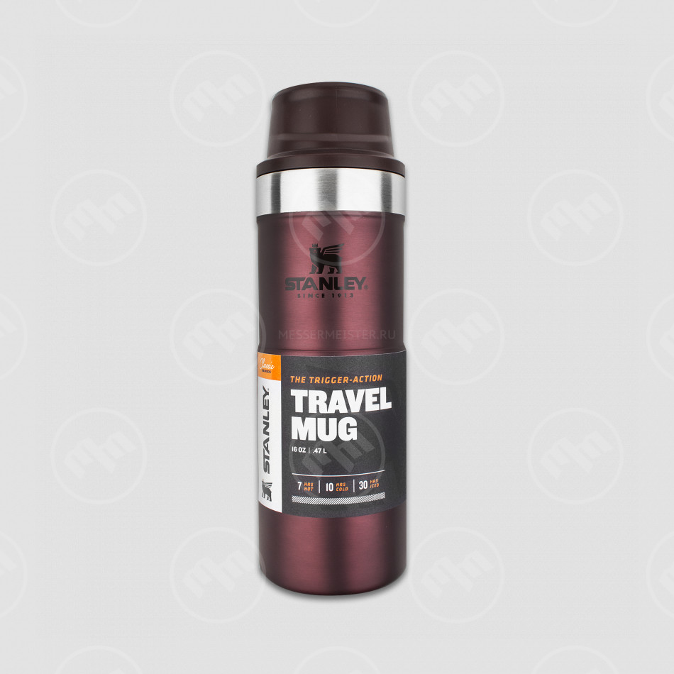 Термокружка Classic, объем: 0.47 л, One hand 2.0, цвет бордовый, STANLEY, США