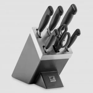 Набор из 5-ти ножей, и ножниц в подставке, цвет антрацит, серия TWIN Four Star, ZWILLING J.A. HENCKELS, Германия, ZWILLING J.A. HENCKELS (ГЕРМАНИЯ)