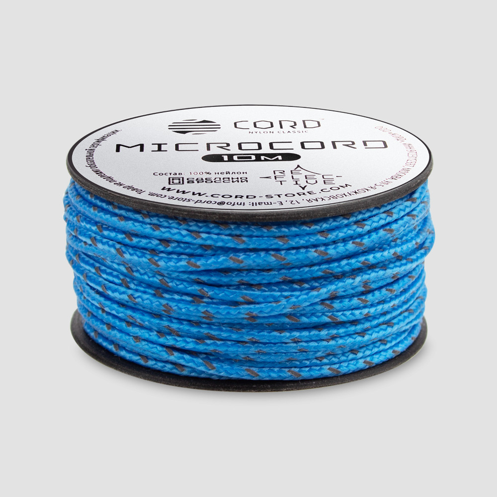 Микрокорд светоотражающий carolina blue, 10м, серия Cord Micro, CORD, Россия