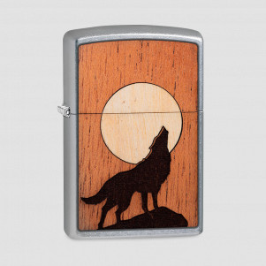 Зажигалка WOODCHUCK USA Howling Wolf Street Chrome, ZIPPO, США, Зажигалки