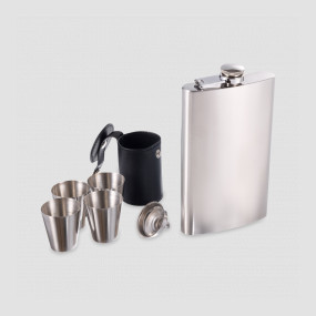 Набор, фляга 270 мл, 4 стопки, воронка, чехол, сталь, S. QUIRE, Италия, S.QUIRE (Италия)