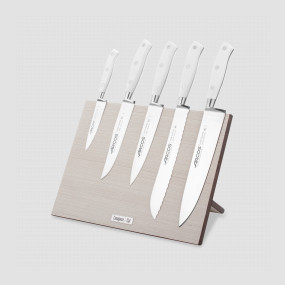Набор кухонных ножей, 5 штук, на магнитной композитной подставке ComposeEat (светлое дерево),серия Riviera Blanca, ARCOS, Испания, Набор ножей 5 предметов