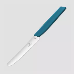 Нож кухонный универсальный для томатов Swiss Modern 11 см, рукоять голубая, VICTORINOX, Швейцария, Ножи универсальные