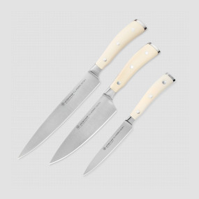 Набор из 3-х кухонных ножей поварская тройка, серия Ikon Cream White, WUESTHOF, Золинген, Германия, Наборы кухонных ножей
