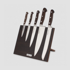 Набор кухонных ножей, 5 штук, на магнитной подставке ComposeEat, серия Classic Smoked Oak, BERGER CUTLERY, Германия, Набор ножей 5 предметов