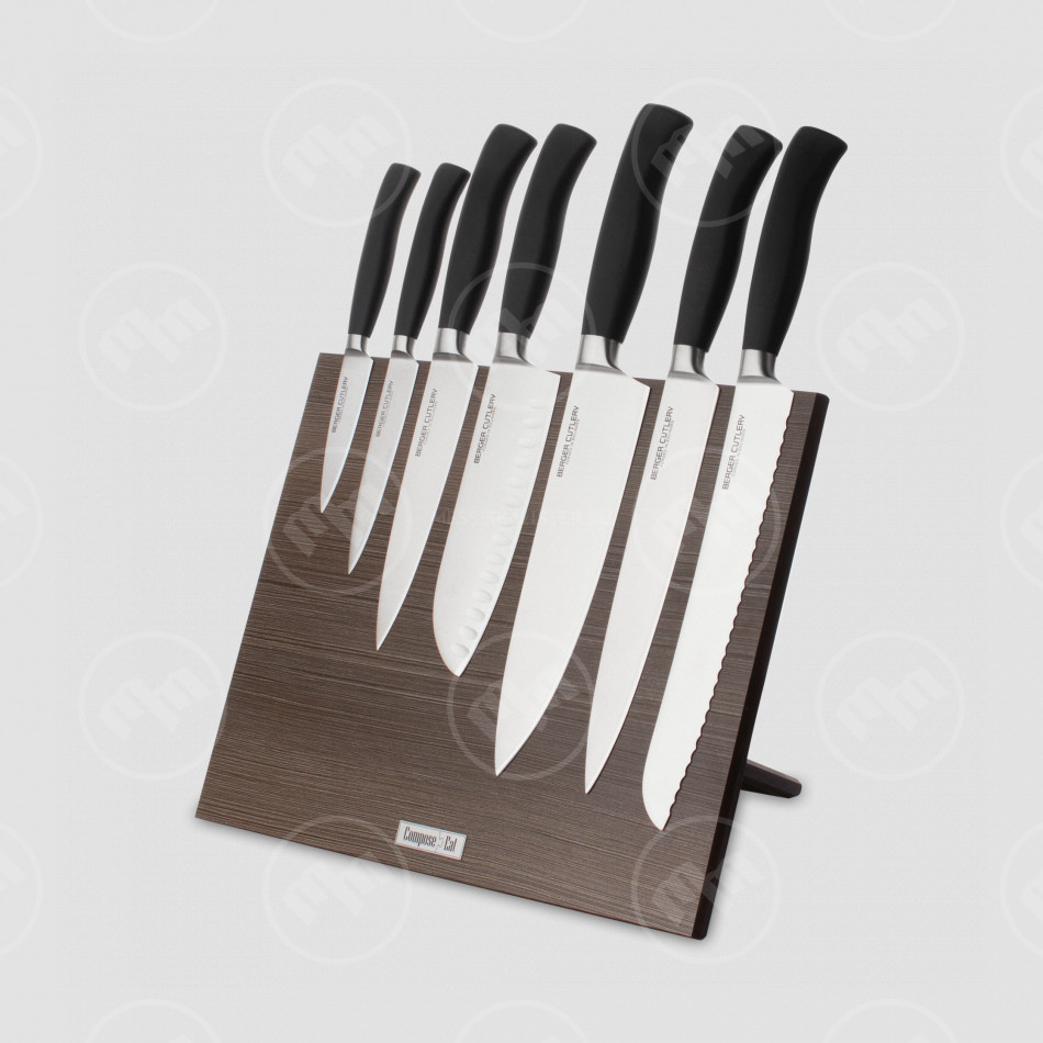 Набор кухонных ножей, 7 штук, на магнитной подставке ComposeEat, серия Ergo Line Pro, BERGER CUTLERY, Германия